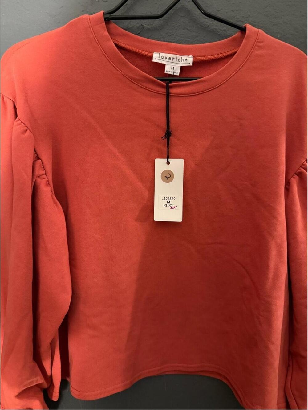 Love Riche Coral Ruffle-Cuff Crew Sweatshirt - Picture 2 of 3